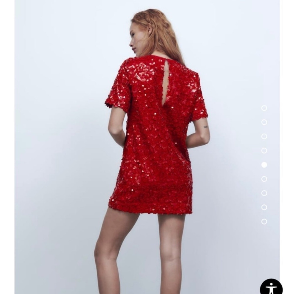 Zara red flower embellished dress